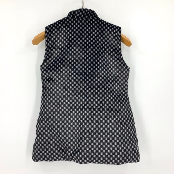 Swiss Girl Black and White Checked Faux Fur Vest with Pockets, EU 34/US 2 - Picture 13 of 16